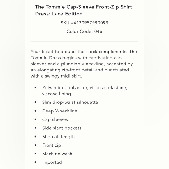 Anthropologie The Tommie Cap-Sleeve Front-Zip Shirt Dress Lace Edition Sz XS NWT - Picture 4 of 13